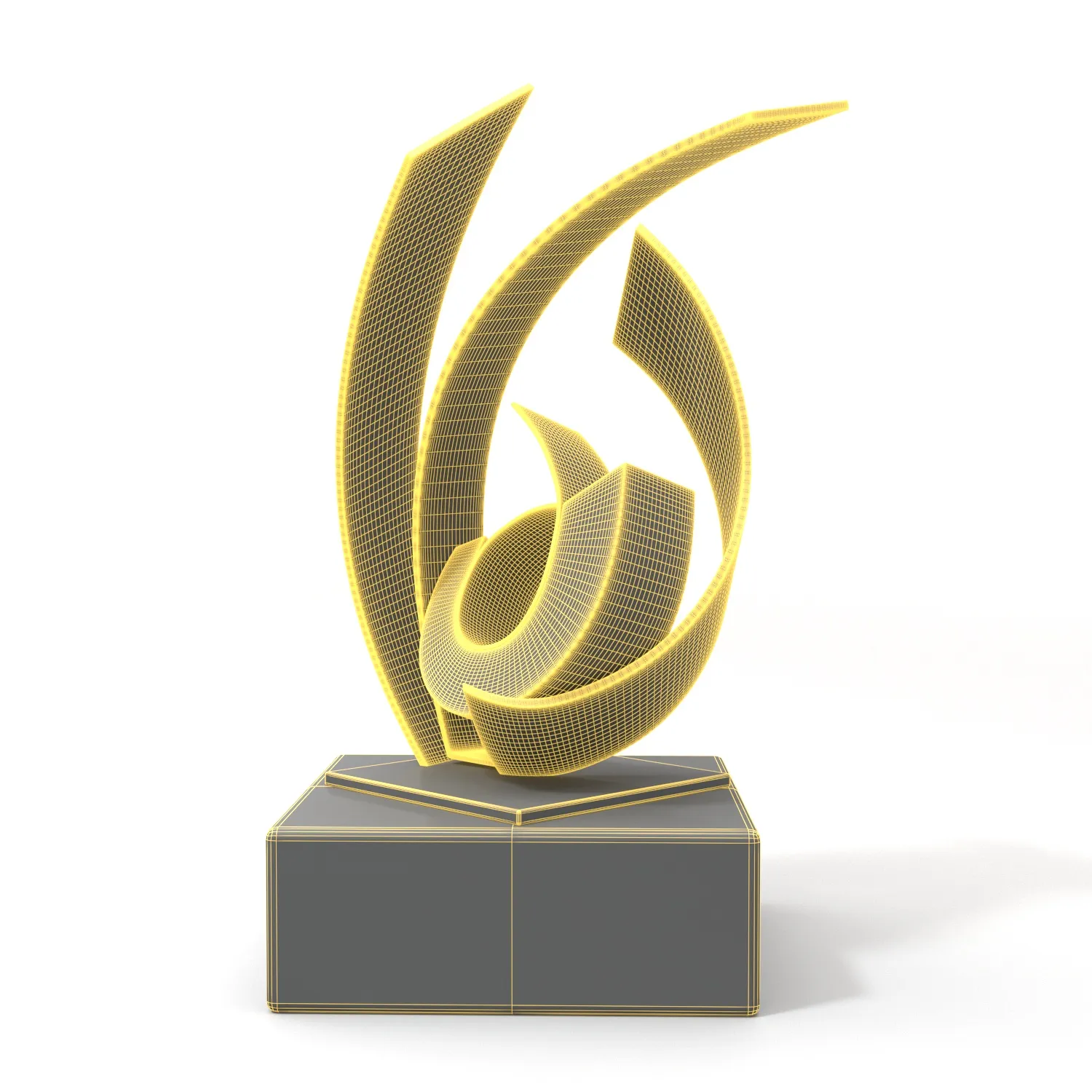 Metal And Wood With Stone Base Sculpture PBR 3D Model_07